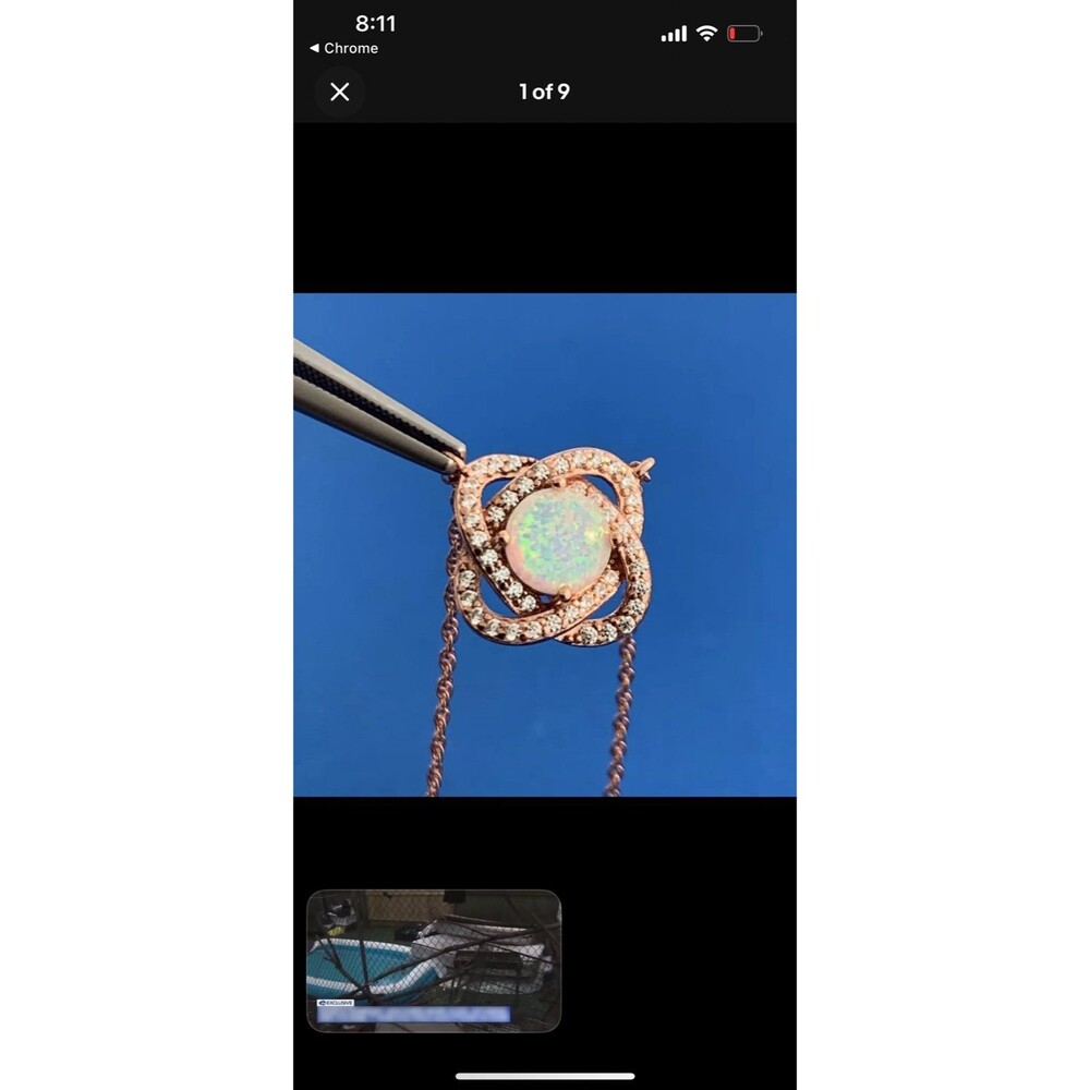 Sterling Silver 14k gold plated  Lab created opal Loveknot pendant new